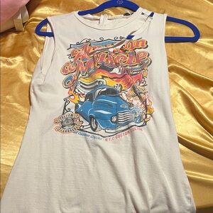 White Sleeveless one piece with Graphic Print & a built in slit at the top